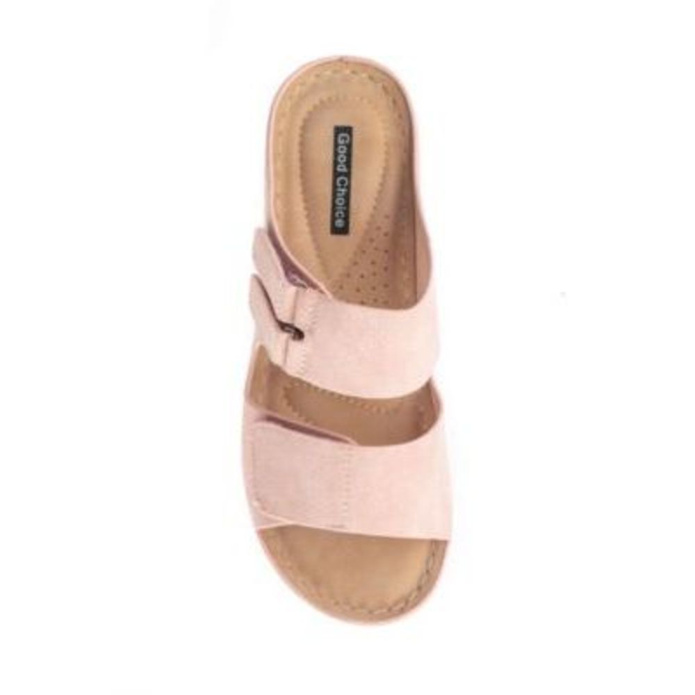 GOOD CHOICE Womens Pink 1" Platform Doreen Wedge Slip On Slide Sandals 7.5